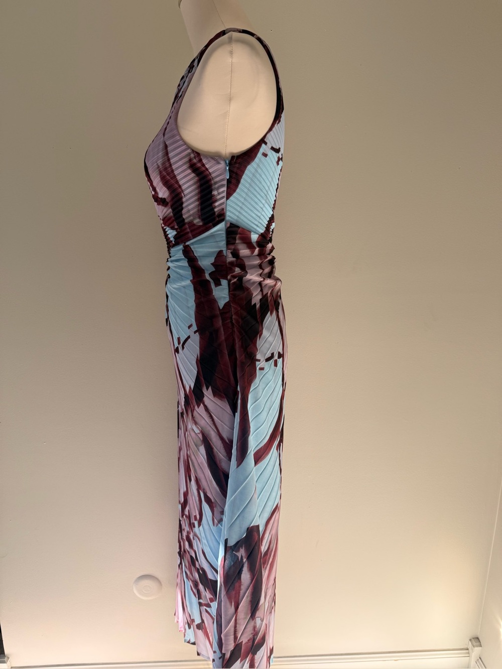 Socialite XS Floral Pleated One Shoulder Cutout Asymmetrical Midi Dress - Picture 5 of 6